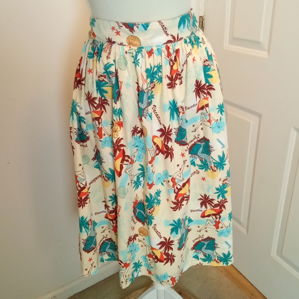 Voodoo vixen vintage style retro mermaid skirt pockets Hawaiian tropical